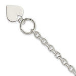 Sterling Silver Engravable 19x Heart Charm Rolo Link Toggle Bracelet