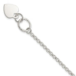 Sterling Silver Engravable 17x Heart Charm Cable Link Toggle Bracelet