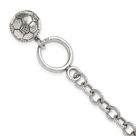 Sterling Silver Antiqued Soccer Ball Dangle Toggle Bracelet