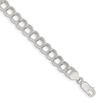 Sterling Silver Semi-Solid Double Link Charm Bracelet