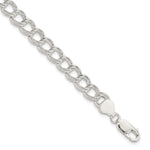Sterling Silver Semi-Solid Double Link Charm Bracelet