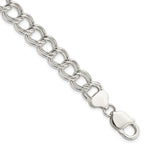 Sterling Silver Semi-Solid Double Link Charm Bracelet