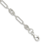 Sterling Silver Fancy Textured Double and Paperclip Link Bracelet