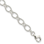 Sterling Silver Polished and Textured Fancy Cable Link Bracelet
