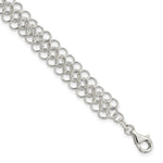 Sterling Silver Polished and Textured Solid Multi-Link Bracelet