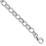 Amore La Vita Sterling Silver Rhodium-plated Solid Cable Chain with Fancy Lobster Clasp Charm Bracelet