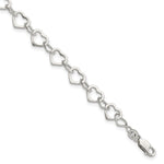 Sterling Silver Polished Heart Link Bracelet