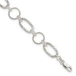 Sterling Silver Textured Oval and Circle Bracelet
