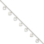 Sterling Silver Polished Heart Charms Bracelet