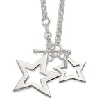 Sterling Silver Polished Fancy Stars Toggle Necklace