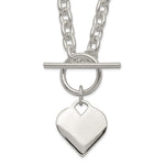 Sterling Silver Polished Engravable Heart Toggle Necklace