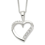 Sterling Silver Polished CZ Heart Necklace