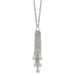 Sterling Silver Polished Multi-chain and Bead Dangle Necklace
