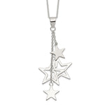 Sterling Silver Rhodium-plated Polished Dangling Stars Necklace