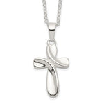 Sterling Silver Rhodium-plated Ribbon Cross Necklace