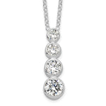 Sterling Silver Rhodium-plated Bezel-set Graduated CZ Journey Necklace