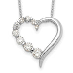 Sterling Silver Rhodium-plated Polished Open Heart CZ Journey Necklace