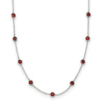 Sterling Silver Bezel-set Red CZ 9-Station Necklace