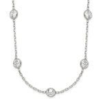 Sterling Silver Clear Bezel-set CZ 11-Station with Extension Necklace