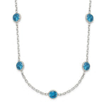 Sterling Silver Bezel-set Blue CZ 9-Station Necklace
