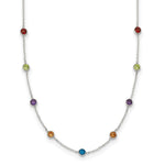 Sterling Silver Bezel-set Multi-color CZ 9-Station Necklace