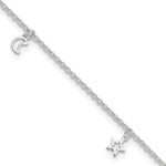 Sterling Silver Moon and Stars Plus Extender - Total Anklet