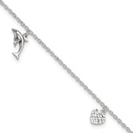 Sterling Silver Heart/Star/Dolphin Charms Plus Extender - Total Anklet