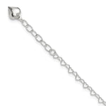 Sterling Silver Puffed Heart Dangle Plus Extender - Total Anklet