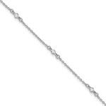 Sterling Silver Rhodium-plated Bezel CZ 5-Station Plus Extender - Total Anklet