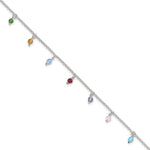 Sterling Silver Multi-colored Beads Plus Extender - Total Anklet