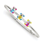 Sterling Silver Multi-color Enamel Teddy Bear Expandable Bangle
