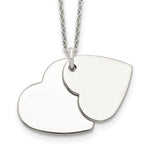 Sterling Silver Polished Double Heart Necklace