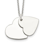 Sterling Silver Polished Engravable Double Heart Necklace