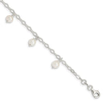 Sterling Silver White Semi-round FWC Pearl Bracelet