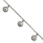 Sterling Silver Antiqued Claddagh Charms Bracelet
