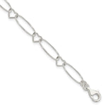 Sterling Silver Oval and Heart Link Bracelet