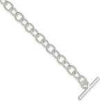 Sterling Silver Polished Solid Fancy Cable Link Toggle Bracelet