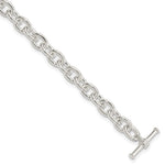 Sterling Silver Solid Cable Link Toggle Bracelet