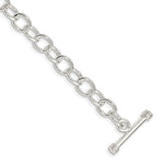 Sterling Silver Polished Solid Fancy Cable Link Toggle Bracelet