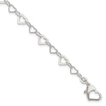 Sterling Silver Polished Linked Heart Bracelet