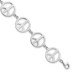 Sterling Silver Rhodium-plated Peace Symbol Link Bracelet