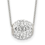 Sterling Silver Rhod-plated White Stellux Crystal Ball Necklace