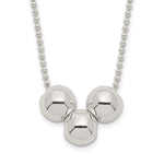 Sterling Silver Polished 3 Bead Necklace