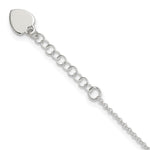 Sterling Silver Polished Heart Plus Ext. Anklet