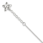 Sterling Silver Polished Flower Plus ext. Anklet