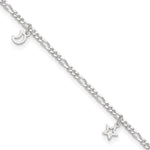 Sterling Silver Star and Moon Plus Extender - Total Anklet