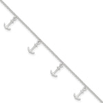 Sterling Silver Polished Anchors Plus Ext. Anklet