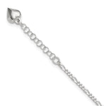 Sterling Silver Polished Heart Plus Ext. Anklet