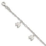 Sterling Silver Polished Elephants with ext. Children's Bracelet