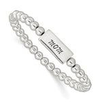 Sterling Silver Enameled MOM Beaded Stretch Bracelet